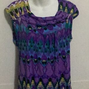 Purple Patterned Women's Top Size XL